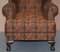 Vintage Wingback Armchair with Claw & Ball Feet and Kilim Style Upholstery 9