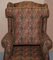 Vintage Wingback Armchair with Claw & Ball Feet and Kilim Style Upholstery 13