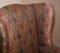 Vintage Wingback Armchair with Claw & Ball Feet and Kilim Style Upholstery 7