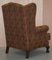 Vintage Wingback Armchair with Claw & Ball Feet and Kilim Style Upholstery 17