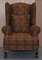 Vintage Wingback Armchair with Claw & Ball Feet and Kilim Style Upholstery 2