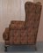 Vintage Wingback Armchair with Claw & Ball Feet and Kilim Style Upholstery 19
