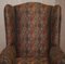 Vintage Wingback Armchair with Claw & Ball Feet and Kilim Style Upholstery 6