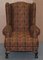 Vintage Wingback Armchair with Claw & Ball Feet and Kilim Style Upholstery 5