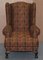 Vintage Wingback Armchair with Claw & Ball Feet and Kilim Style Upholstery, Image 5