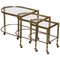 Mid-Century Brass & Glass Nesting Trolley Tables from Maison Bagues, France, Set of 3 1
