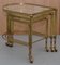 Mid-Century Brass & Glass Nesting Trolley Tables from Maison Bagues, France, Set of 3, Image 2