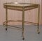 Mid-Century Brass & Glass Nesting Trolley Tables from Maison Bagues, France, Set of 3 4