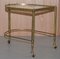 Mid-Century Brass & Glass Nesting Trolley Tables from Maison Bagues, France, Set of 3, Image 4