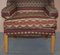 Wingback Armchair in Kilim Wool Upholstery with Beech Frame 9