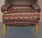 Wingback Armchair in Kilim Wool Upholstery with Beech Frame, Image 9