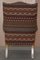 Butaca de orejas de tapicería de lana Kilim con estructura de haya, Imagen 17