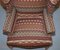 Wingback Armchair in Kilim Wool Upholstery with Beech Frame 4