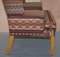 Wingback Armchair in Kilim Wool Upholstery with Beech Frame 14