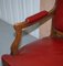 Poltrone e divano in pelle color rosso scuro, Francia, set di 3, Immagine 9