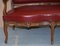 Oxblood Leather French Salon Armchairs & Sofa, Set of 3 10