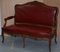 Oxblood Leather French Salon Armchairs & Sofa, Set of 3 4