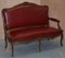 Oxblood Leather French Salon Armchairs & Sofa, Set of 3 2