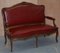 Poltrone e divano in pelle color rosso scuro, Francia, set di 3, Immagine 2