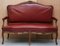 Poltrone e divano in pelle color rosso scuro, Francia, set di 3, Immagine 3