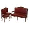 Oxblood Leather French Salon Armchairs & Sofa, Set of 3, Image 1