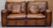 Vintage Cigar Brown Leather Sofa 2