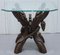 Black Forest Side Table with Glass Top & Wood Carvings of Leaves & Grapes, Image 2