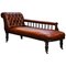 Victorian Cigar Brown Leather Chesterfield Chaise Longue or Daybed 1