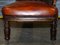 Chaise longue o sofá cama Chesterfield victoriano de cuero marrón, Imagen 14
