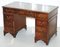Hardwood & Green Leather Partner Desk with Sliding Keyboard Shelf & Twin Pedestals 3