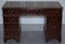 Hardwood & Green Leather Partner Desk with Sliding Keyboard Shelf & Twin Pedestals, Image 2