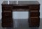 Hardwood & Green Leather Partner Desk with Sliding Keyboard Shelf & Twin Pedestals 16