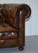 Chesterfield Buttoned Hand Dyed Brown Leather Sofa, 1900s 6