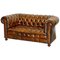 Chesterfield Buttoned Hand Dyed Brown Leather Sofa, 1900s 1