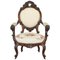 Victorian Show Frame Lion Carved Walnut Salon Armchair with Embroidered Upholstery 1