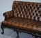 19th Century Hand-Carved Hawk Claw and Ball Feet Chesterfield Sofa in Brown Leather, Image 5