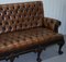 19th Century Hand-Carved Hawk Claw and Ball Feet Chesterfield Sofa in Brown Leather 4