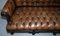 19th Century Hand-Carved Hawk Claw and Ball Feet Chesterfield Sofa in Brown Leather, Image 7