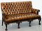 19th Century Hand-Carved Hawk Claw and Ball Feet Chesterfield Sofa in Brown Leather, Image 2