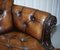 19th Century Hand-Carved Hawk Claw and Ball Feet Chesterfield Sofa in Brown Leather, Image 8