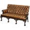 19th Century Hand-Carved Hawk Claw and Ball Feet Chesterfield Sofa in Brown Leather 1