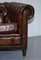 Curved Cigar Brown Leather Chesterfield Club Sofa 11