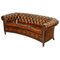 Curved Cigar Brown Leather Chesterfield Club Sofa 1