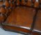 Curved Cigar Brown Leather Chesterfield Club Sofa 7