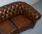 Curved Cigar Brown Leather Chesterfield Club Sofa 6