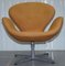 Swan Armchair & Egg Footstool in Brown Suede Leather from Fritz Hansen, 1976, Set of 2, Image 3