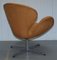 Swan Armchair & Egg Footstool in Brown Suede Leather from Fritz Hansen, 1976, Set of 2 10