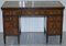 Victorian Hardwood Marquetry Inlaid Writing Partner Desk in Green Leather, Image 2