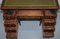 Victorian Hardwood Marquetry Inlaid Writing Partner Desk in Green Leather 17