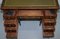 Victorian Hardwood Marquetry Inlaid Writing Partner Desk in Green Leather, Image 17